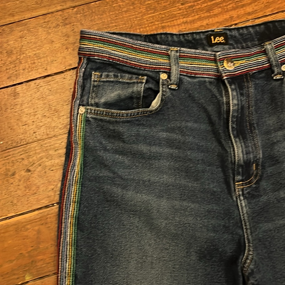 Free People x Lee Rainbow Stitching flare high rise jeans - Picture 5 of 10